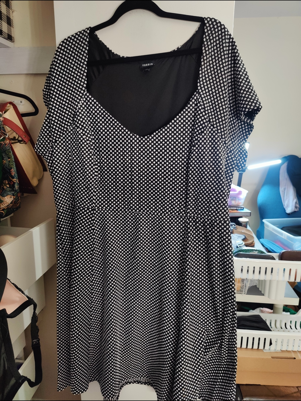Torrid Black and White Polka Dot Fit & Flare Dress - 5X